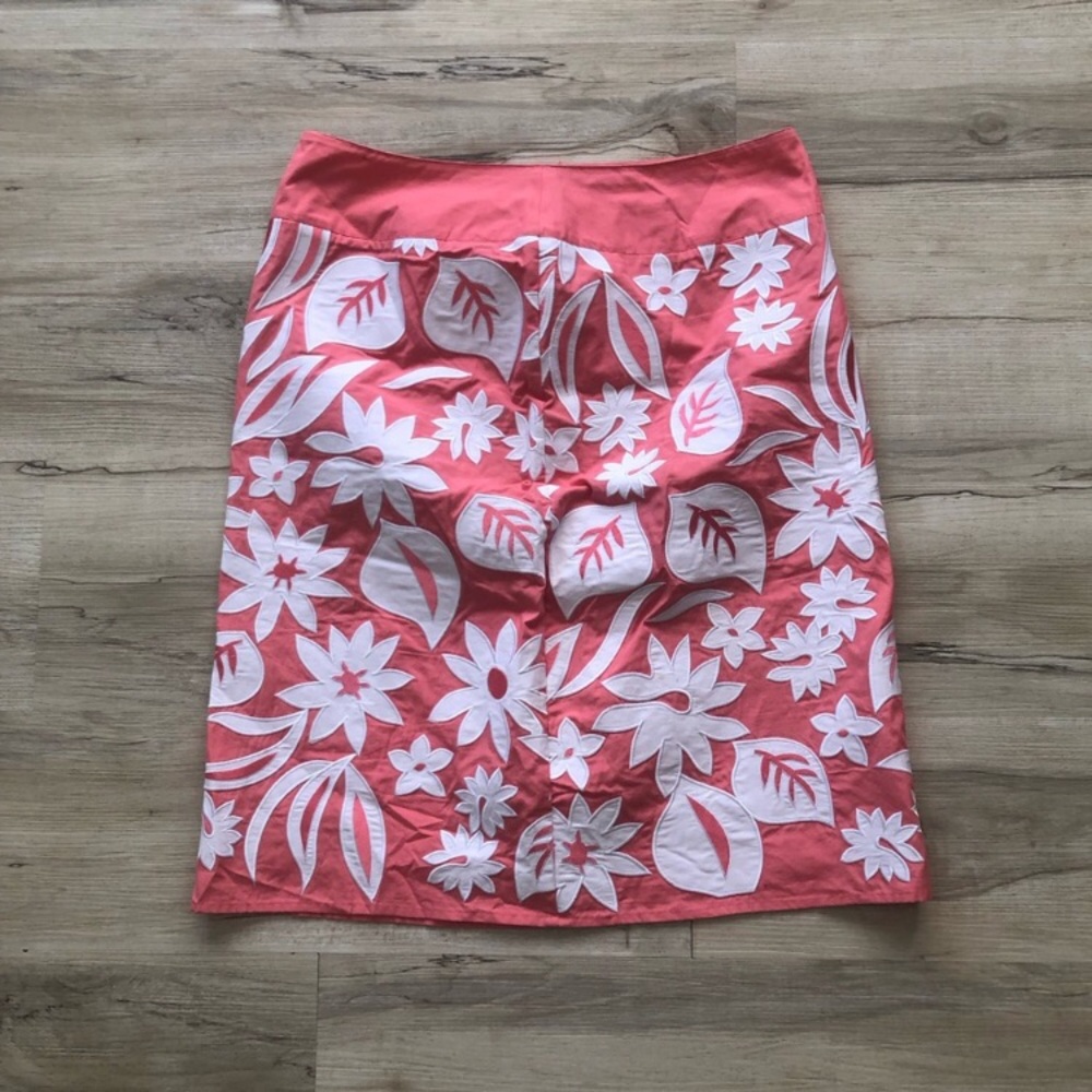 Liz Claiborne Pink and White Floral Midi Skirt